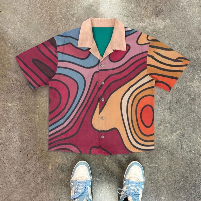 Hip Hop Color Block Line Shirt