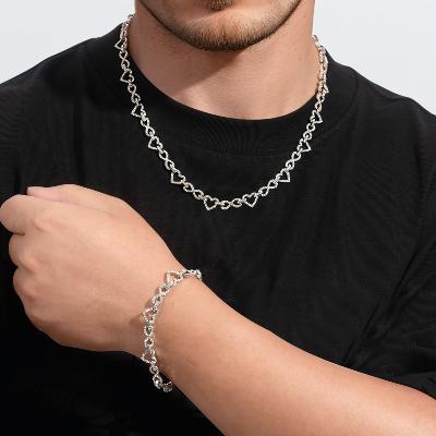 Iced Out Infinity Heart Chain and Bracelet Set