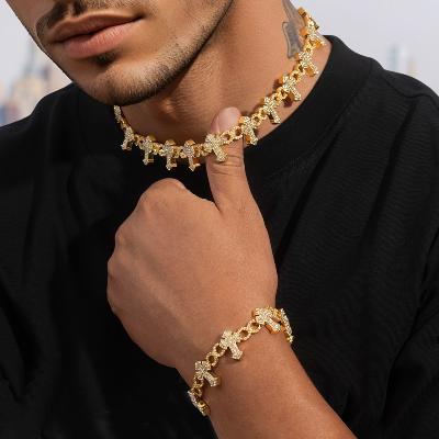 Iced Out Cross Infinity Chain and Bracelet Set