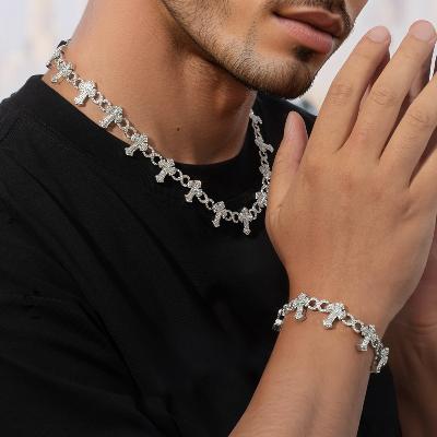 Iced Out Cross Infinity Chain and Bracelet Set