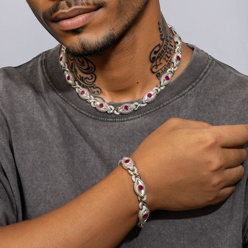 Iced Out Evil Eyes & Infinity Chain and Bracelet Set