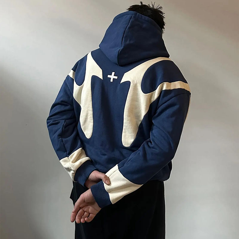 Y2K Hip Hop Cross Patchwork Zipper Hoodie