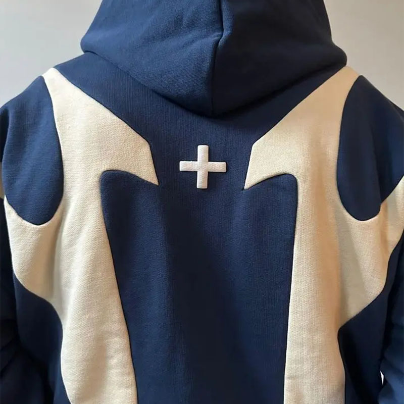 Y2K Hip Hop Cross Patchwork Zipper Hoodie