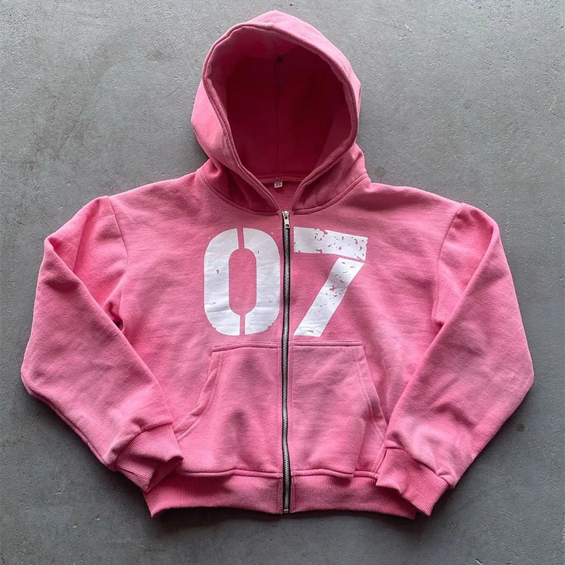 Y2K Vintage Digital Patch Zipper Hoodie