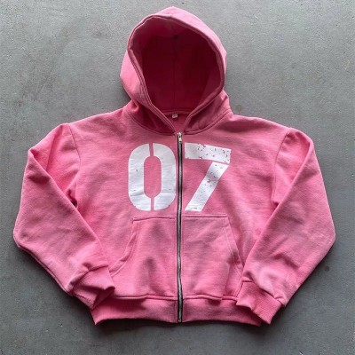 Y2K Vintage Digital Patch Zipper Hoodie