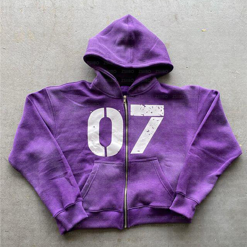 Y2K Vintage Digital Patch Zipper Hoodie