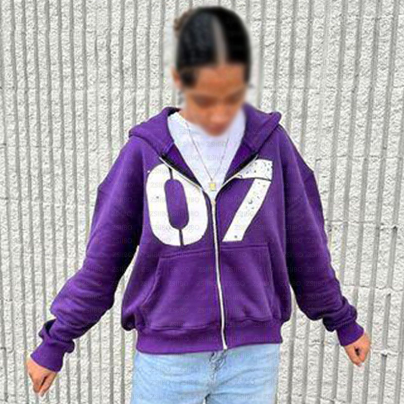 Y2K Vintage Digital Patch Zipper Hoodie