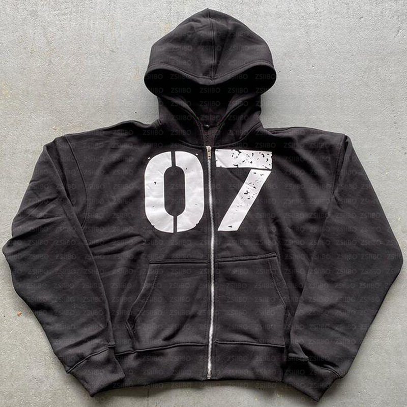 Y2K Vintage Digital Patch Zipper Hoodie