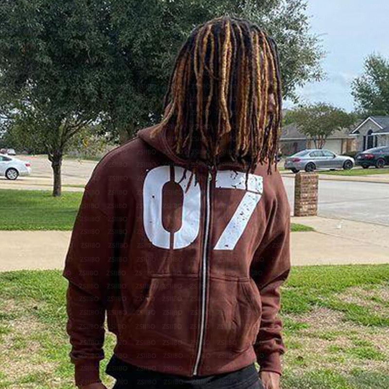 Y2K Vintage Digital Patch Zipper Hoodie