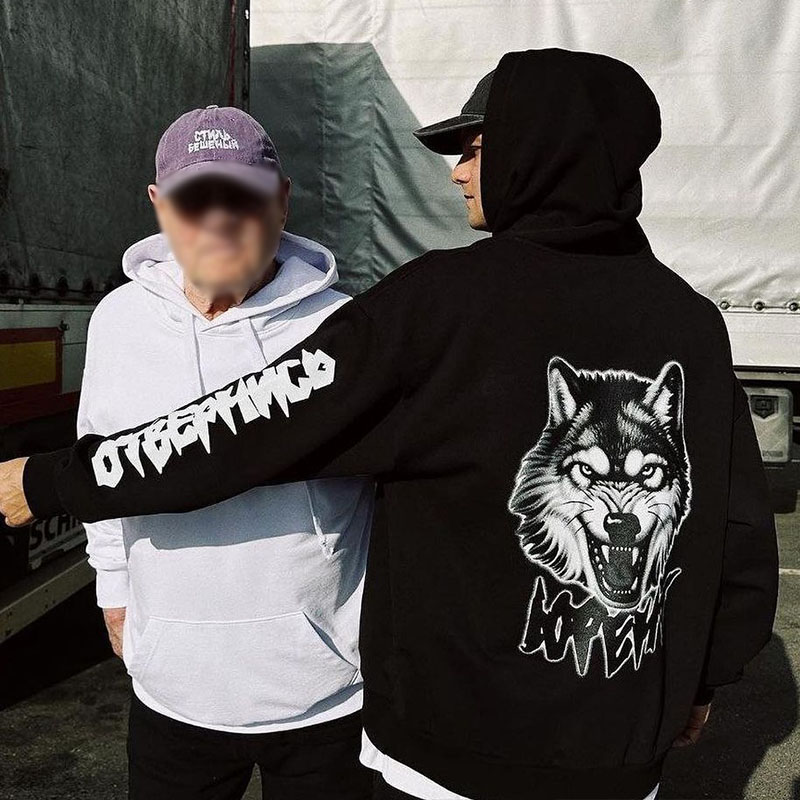 Hip Hop Wolf Head Pattern Hoodie