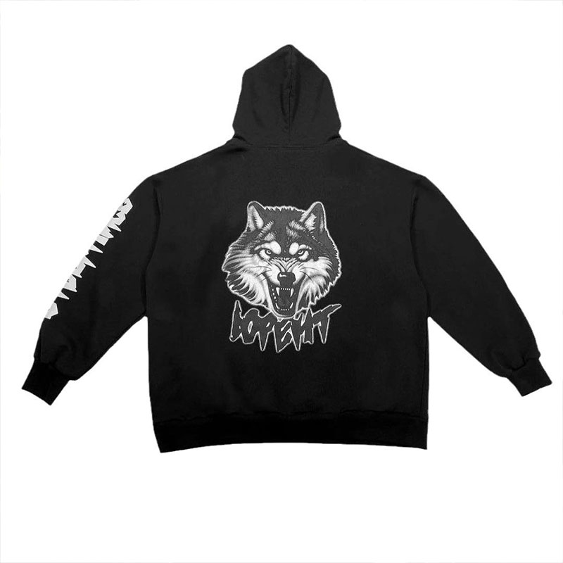 Hip Hop Wolf Head Pattern Hoodie