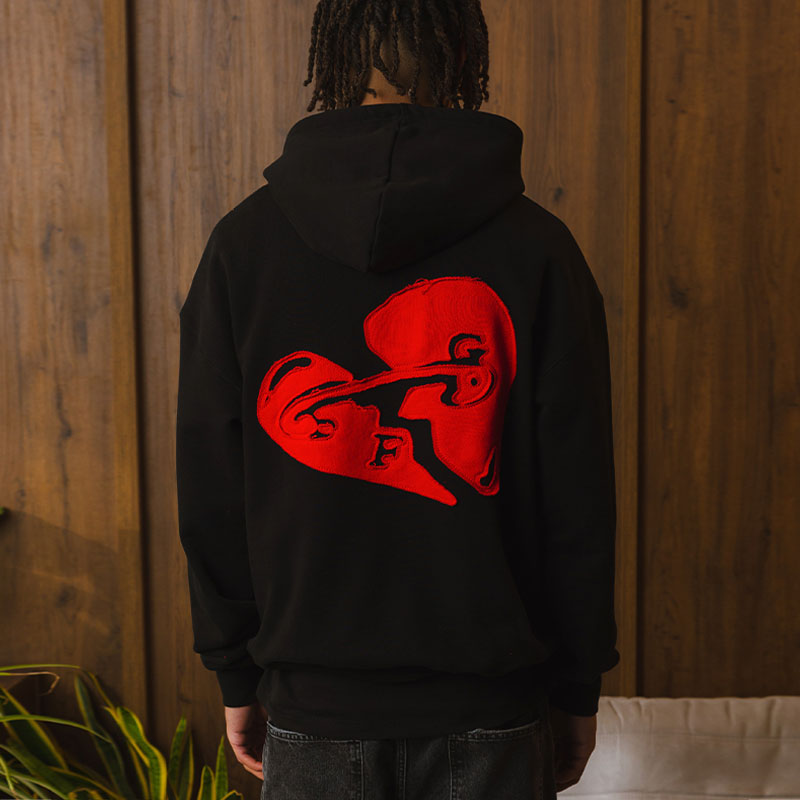 Y2K Heart Applique Print Hoodie