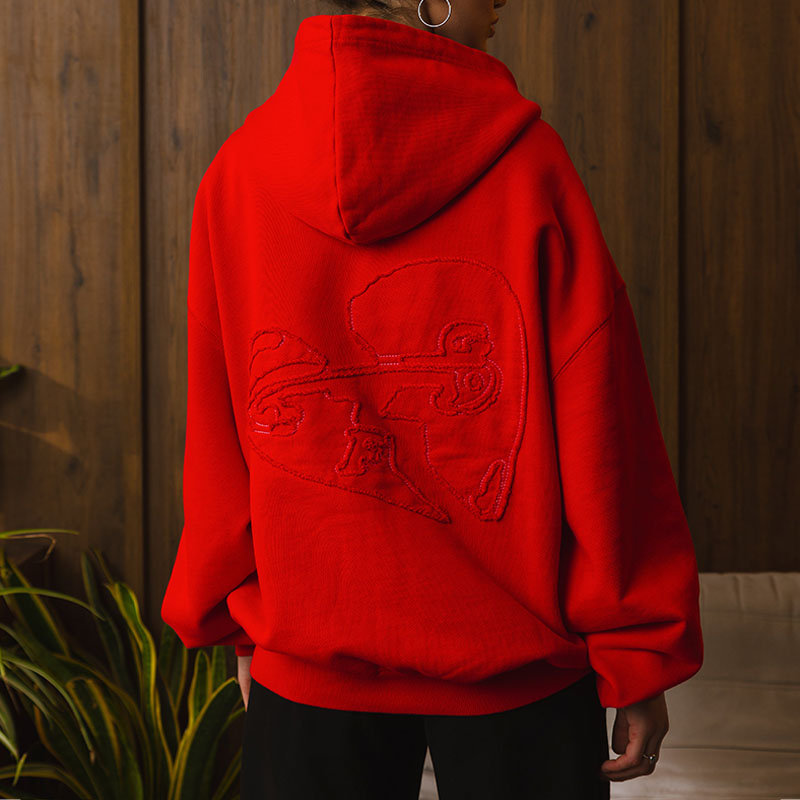 Y2K Heart Applique Print Hoodie