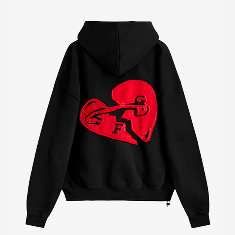 Y2K Heart Applique Print Hoodie