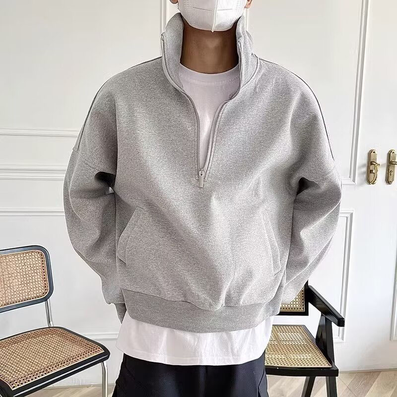 Minimalist Solid Color Half Zip Sweatshirt