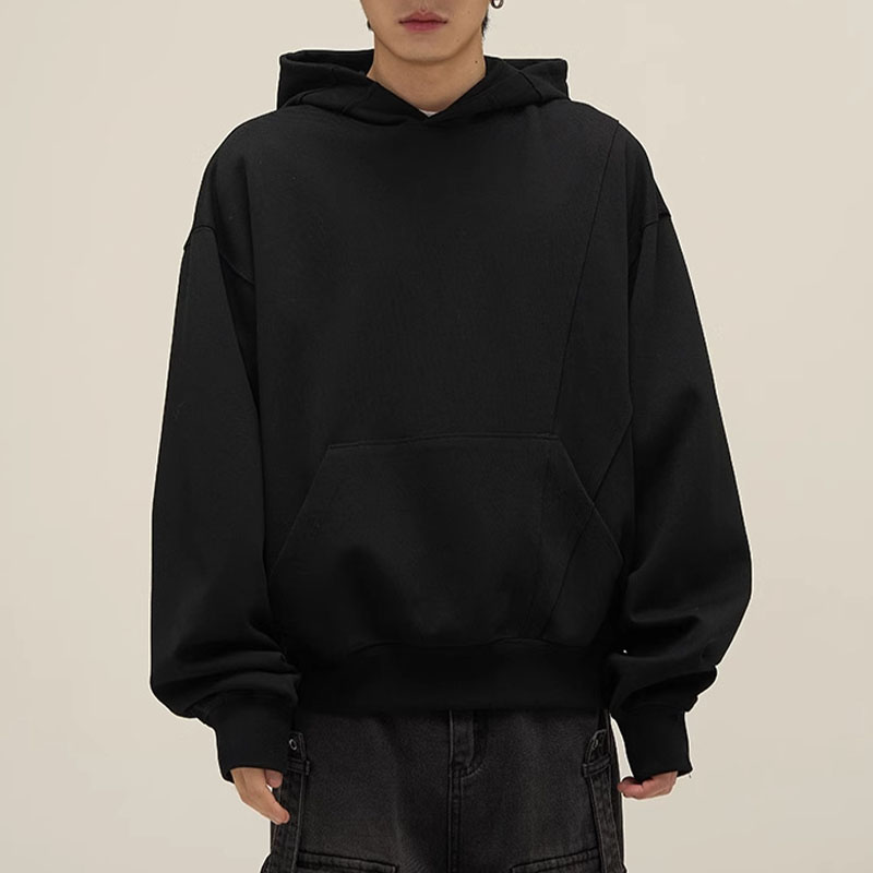 Hip Hop Solid Color Deconstructed Hoodie