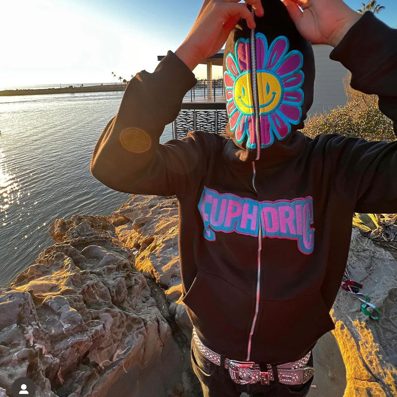 Hip Hop Sunflower Embroidered Hoodie