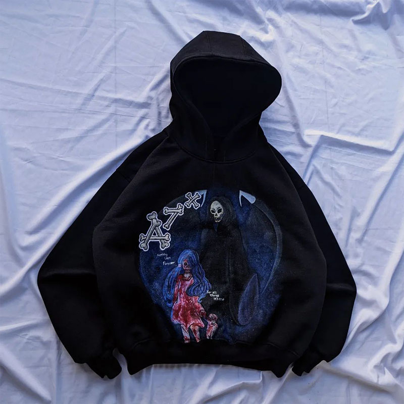 Hip Hop Halloween Element Print Hoodie