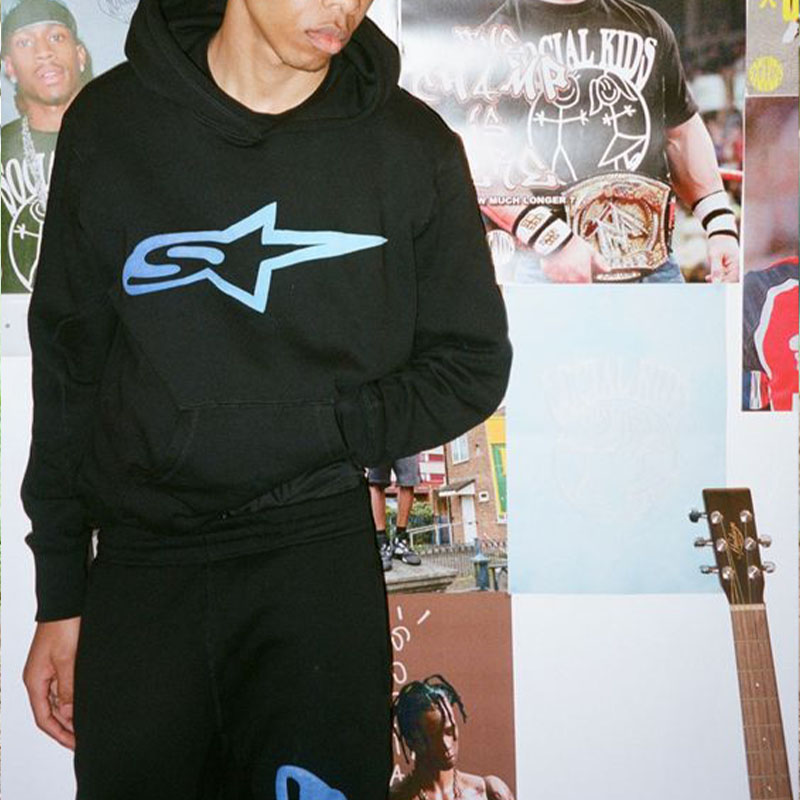 Y2K Hip Hop Star Print Hoodie