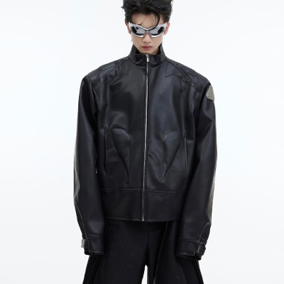 Cubic Deconstructed Leather Jacket