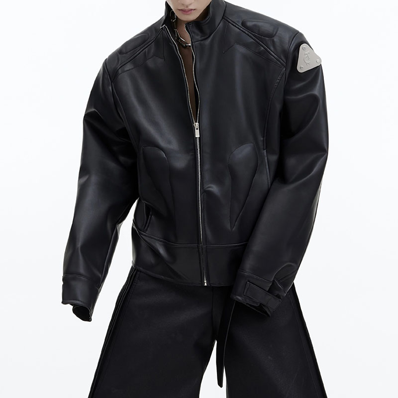 Cubic Deconstructed Leather Jacket