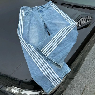 Y2K Hip Hop Striped Relaxed Jeans