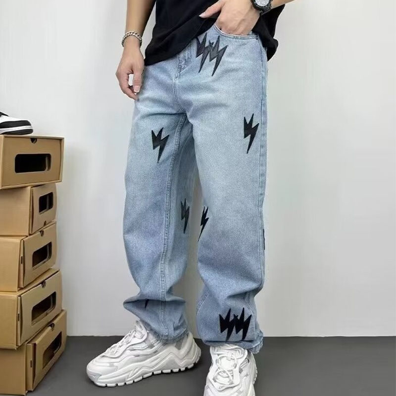 Hip Hop Lightning Patch Jeans