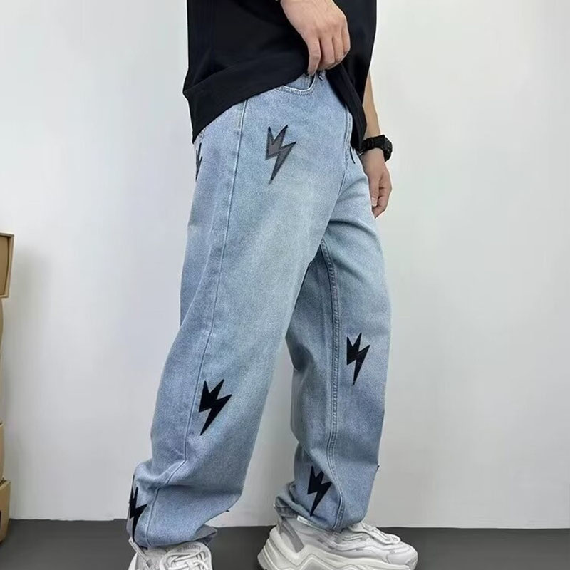 Hip Hop Lightning Patch Jeans