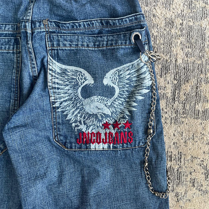 Y2K Hip Hop Eagle Pattern Jeans