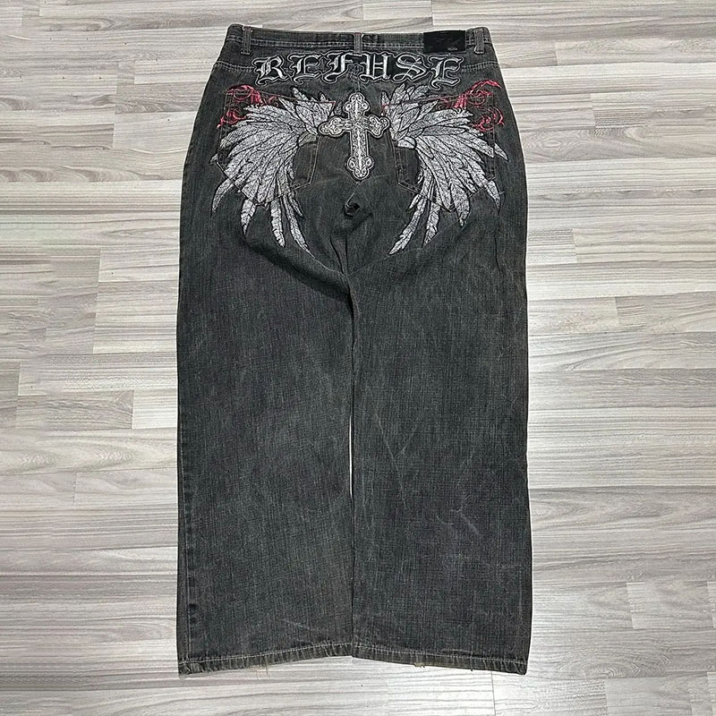 Y2K Winged Cross Jeans