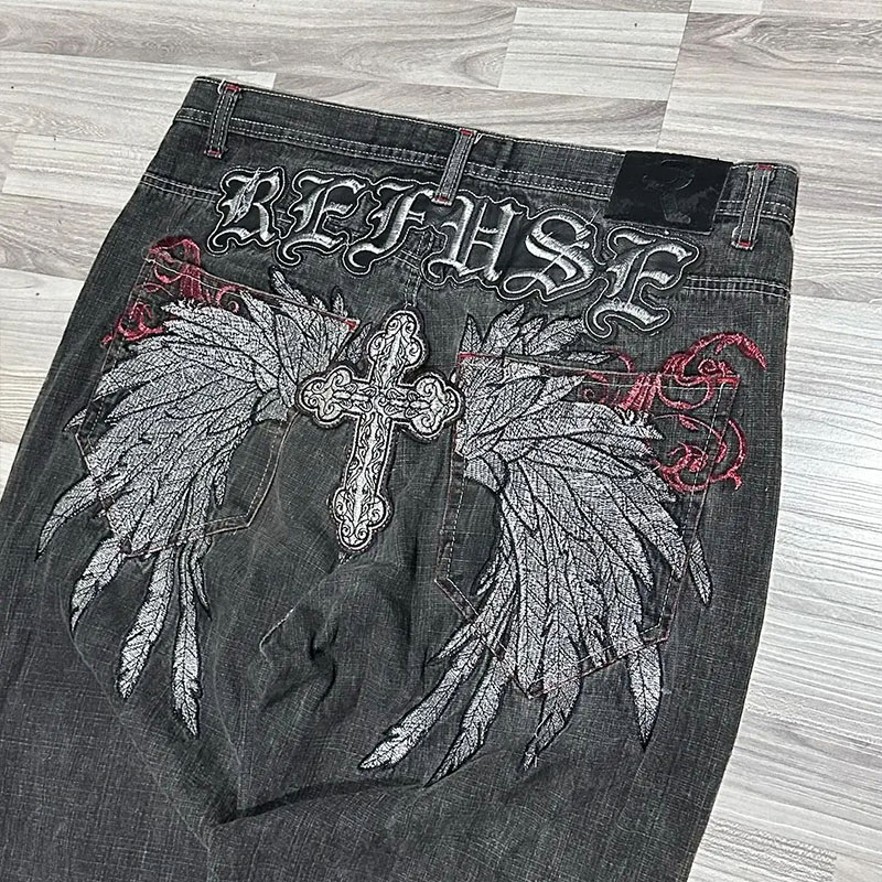 Y2K Winged Cross Jeans