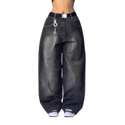 Y2K Hip Hop Washed Loose Jeans