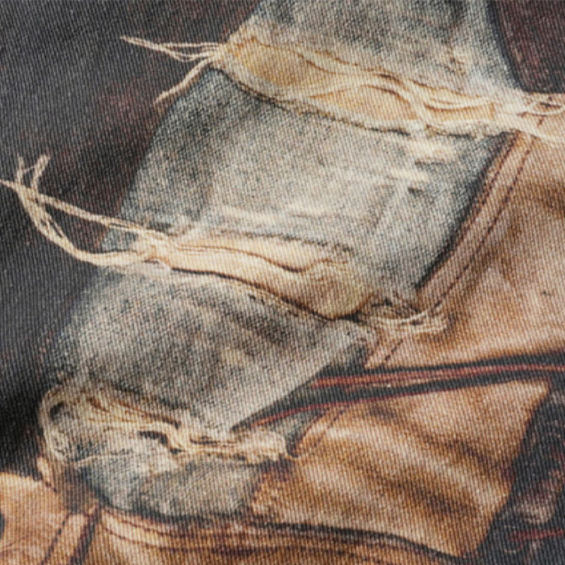 Vintage Patchwork Ripped Digital Print Jeans