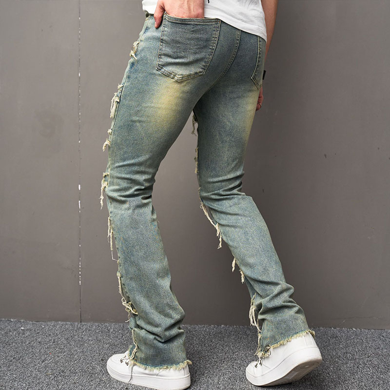 Old fringed slim fit stretch jeans