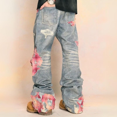 Hipster Lace Spliced Jeans