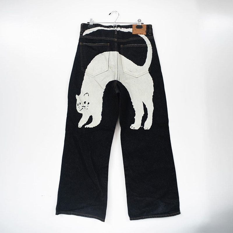 Unisex Scaredy Cat Print Jeans