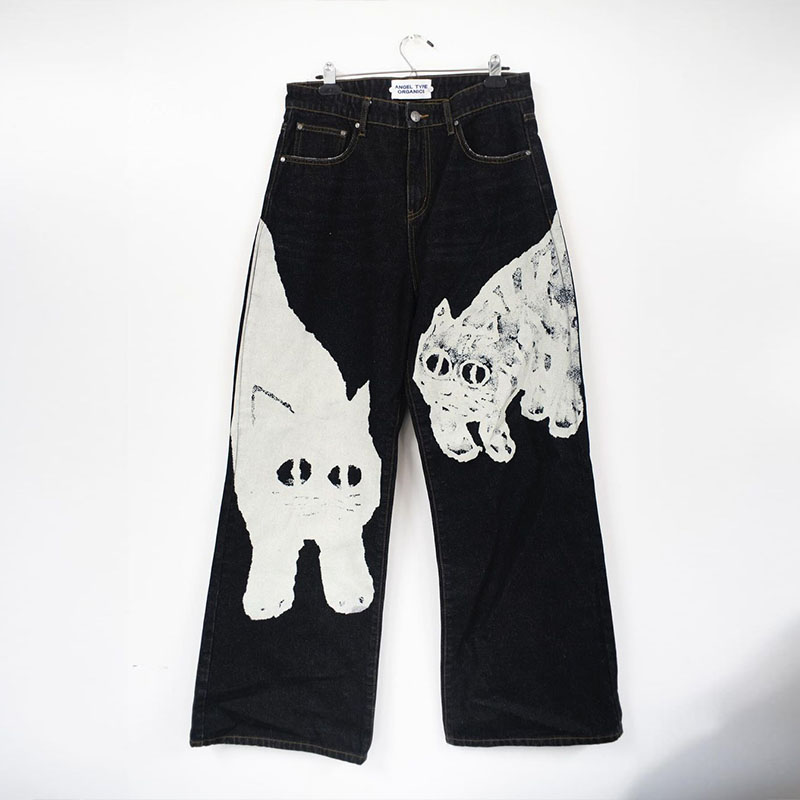 Unisex Scaredy Cat Print Jeans