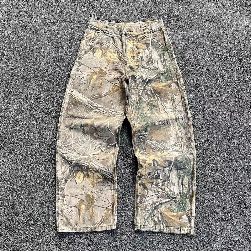 Vintage Twig Camouflage Pants Washed Work Pants