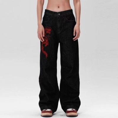 Hip Hop Dragon Print Jeans