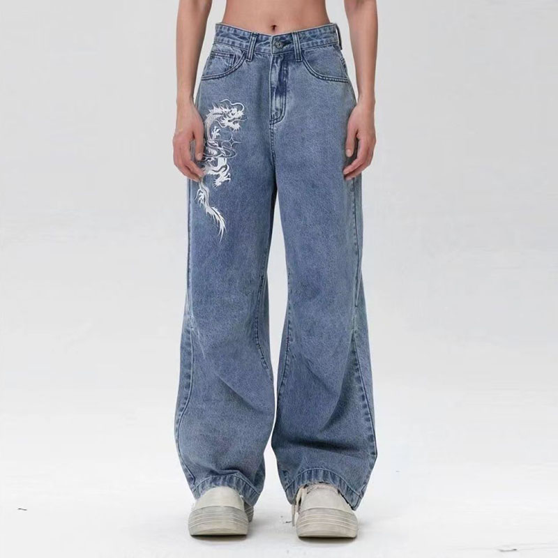 Hip Hop Dragon Print Jeans