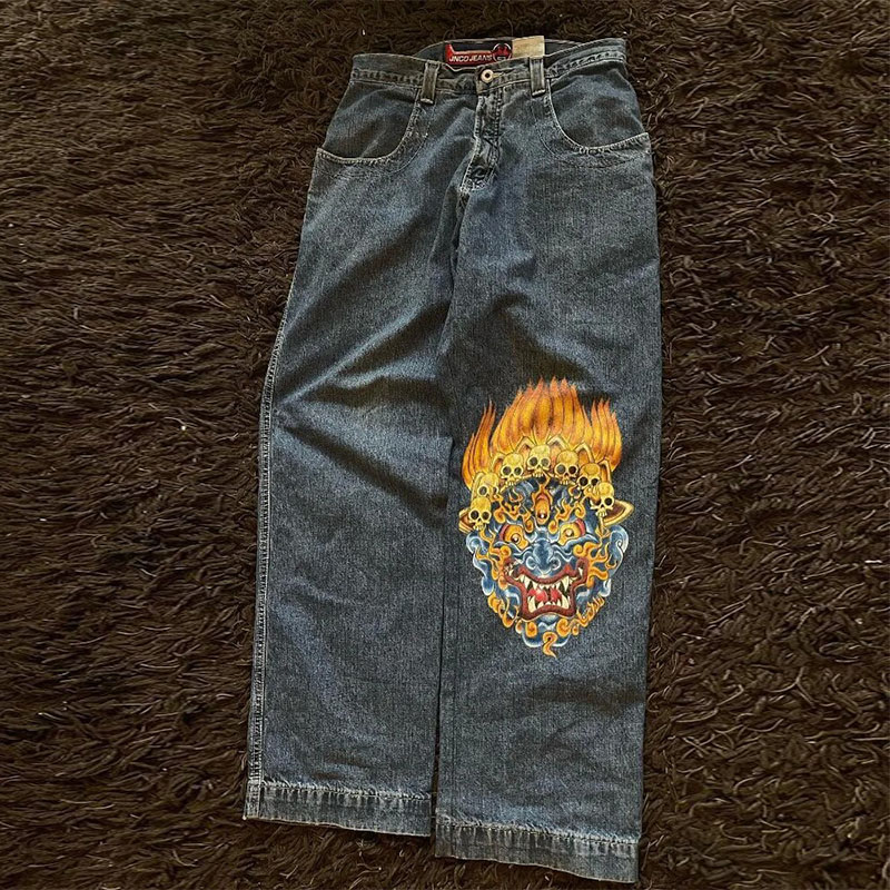 Y2K Hip Hop Vintage Patterned Jeans