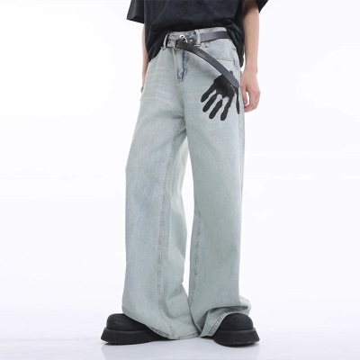 Hip Hop Palm Print Jeans