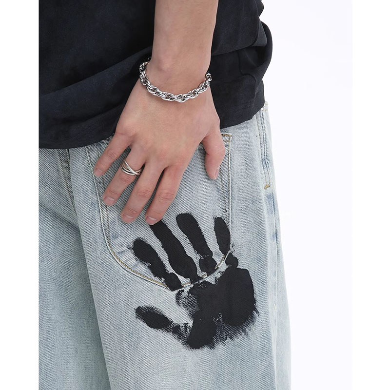 Hip Hop Palm Print Jeans