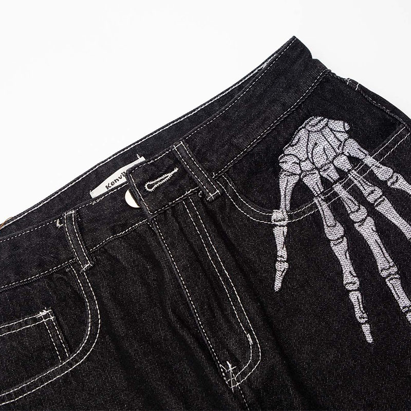 unisex Dark Bone Print Jeans