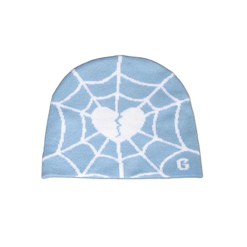 Y2K Hip Hop Love Heart Spider Web Knit Hat