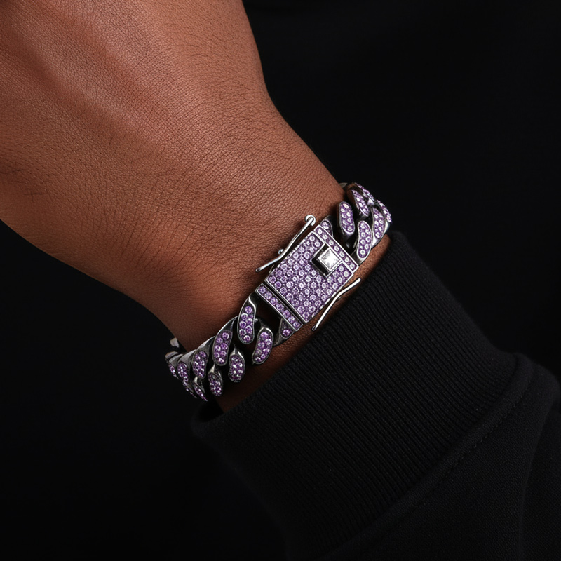 Iced Purple 13mm Miami Cuban Bracelet