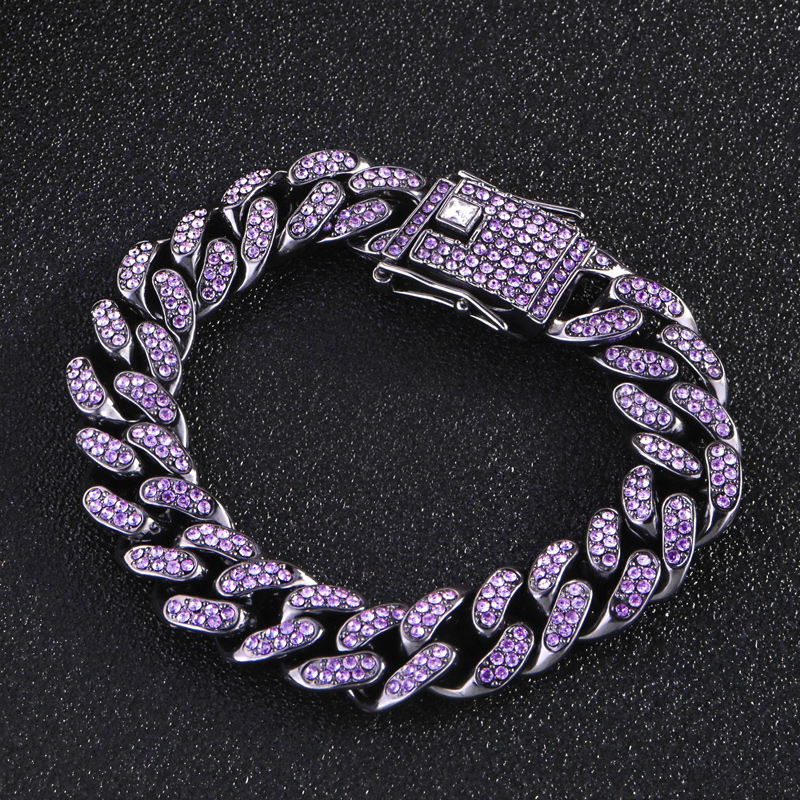 Iced Purple 13mm Miami Cuban Bracelet Iced Purple 13mm Miami Cuban Bracelet