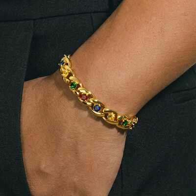 Iced Out Colorful Gemstone Cuban Bracelet