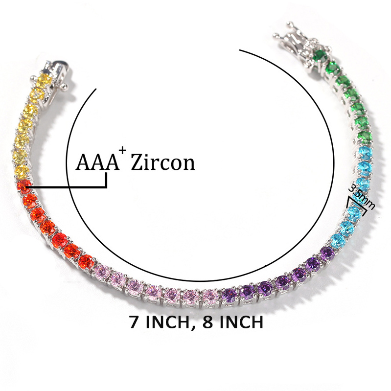 3.5mm Colored Iced Out Tennis Bracelet