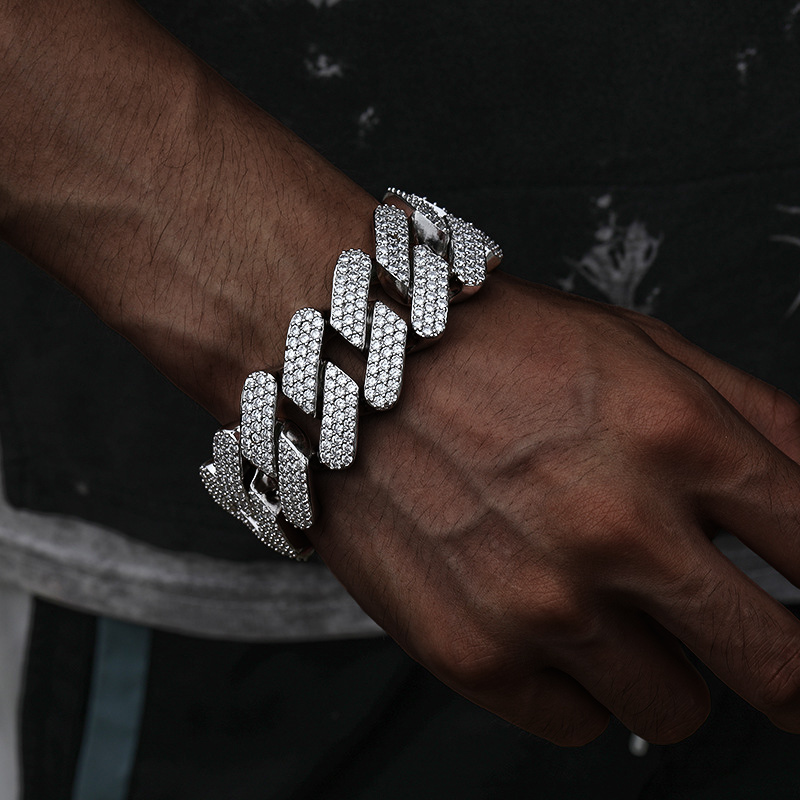 Iced Out 30mm Miami Cuban Bracelet with Big Box Clasp